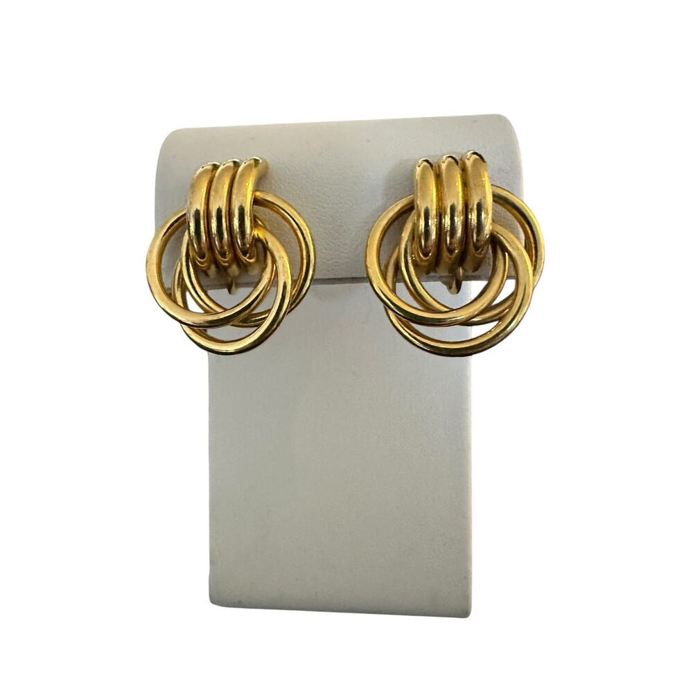 Napier Vintage Gold tone‎ Clip On Earrings Signed NAPIER Screwback Estate